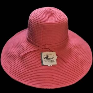 San Diego Hat Company Ribbon Packable Travel UPF 50+ XL Brim Sun Hat Coral Pink